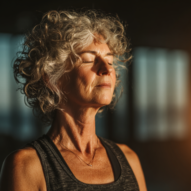 Adultos mayores en sesión de yoga