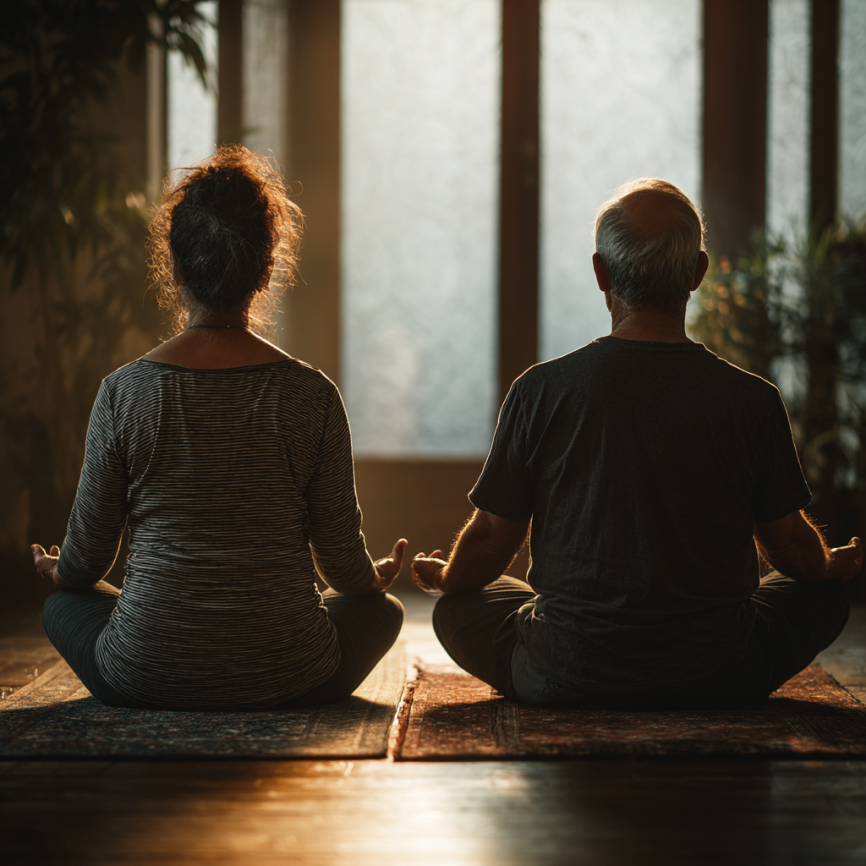 Práctica de yoga al aire libre